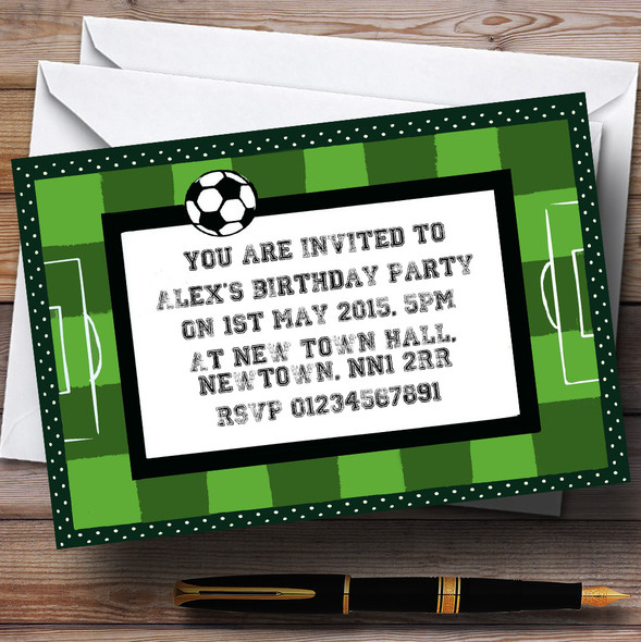 Football Soccer Pitch Personalized Birthday Party Invitations