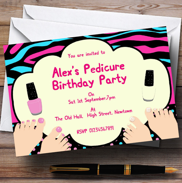 Pedicure Nail Painting Personalized Birthday Party Invitations