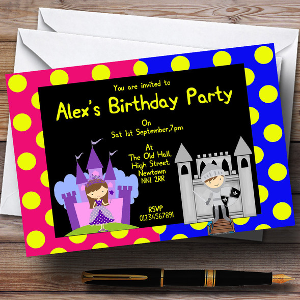 Princess And Knight Personalized Birthday Party Invitations