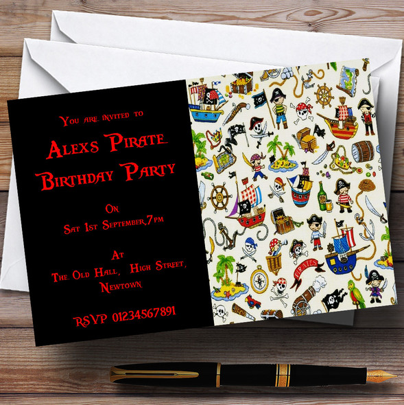 Pirate Theme Personalized Birthday Party Invitations