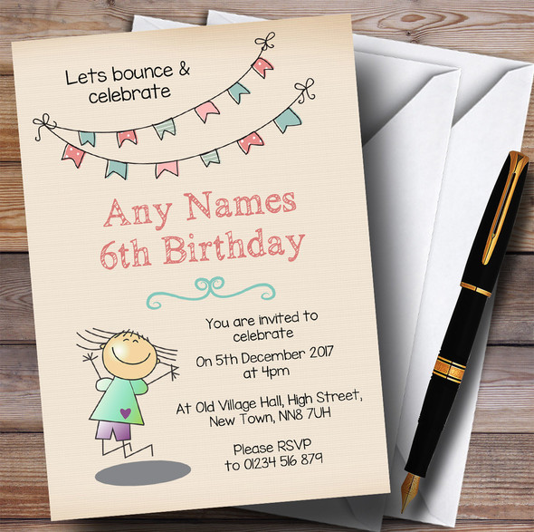 Cute Trampoline Children's Birthday Party Invitations