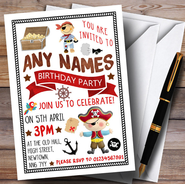 Pirate & Treasure Children's Birthday Party Invitations