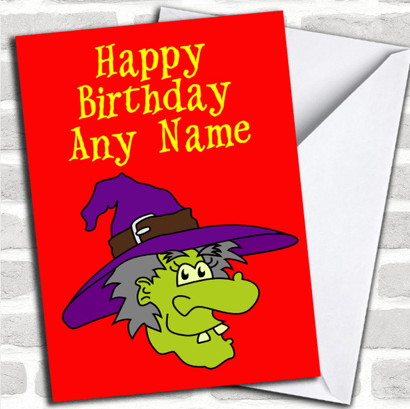 Witch Cartoon Personalized Birthday Card