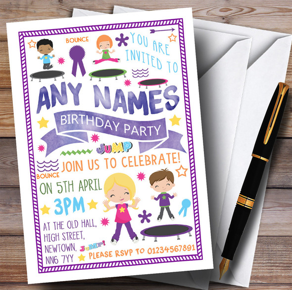 Trampoline Bounce Children's Birthday Party Invitations
