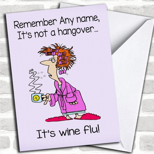 Funny Joke Retro Hangover Wine Flu Personalized Birthday Card