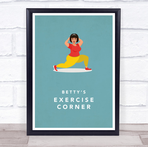 Woman Lunge Work Out Gym Exercise Corner Room Personalized Wall Art Sign