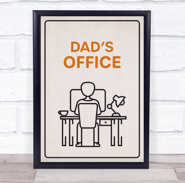 Minimal Man And Computer Dad's Office Room Personalized Wall Art Sign