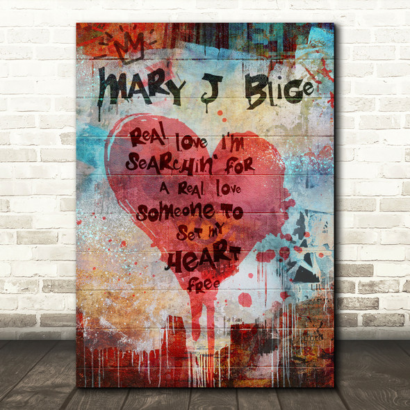 Mary J Blige Real Love Graffiti Heart Music Song Lyric Wall Art Print