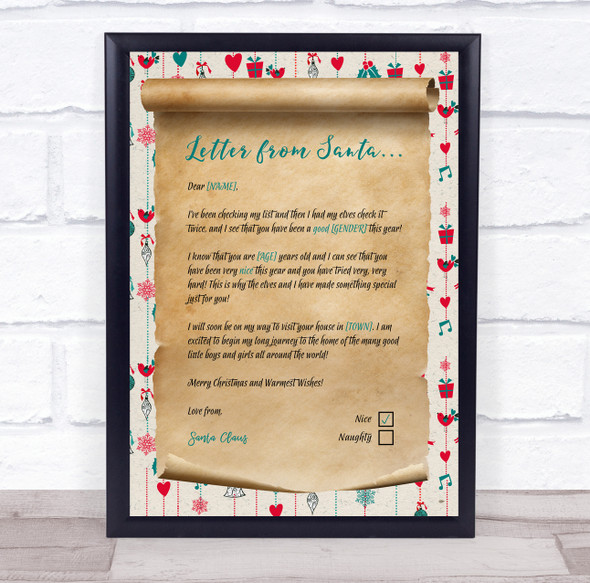 Christmas Scroll Santa Claus Christmas Letter Certificate Award Print