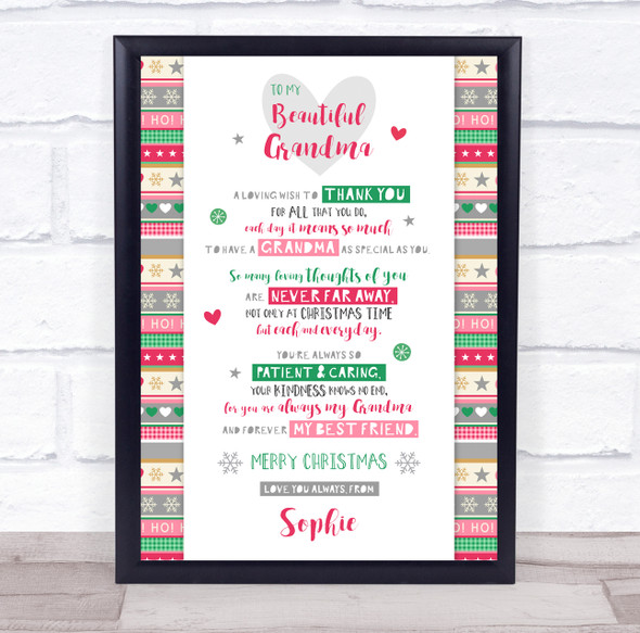 Personalized Christmas Poem Grandma Wrapping Paper Event Sign Print