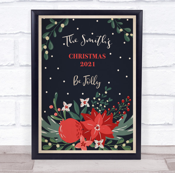 Personalized Family Name Be Jolly Christmas Event Sign Print