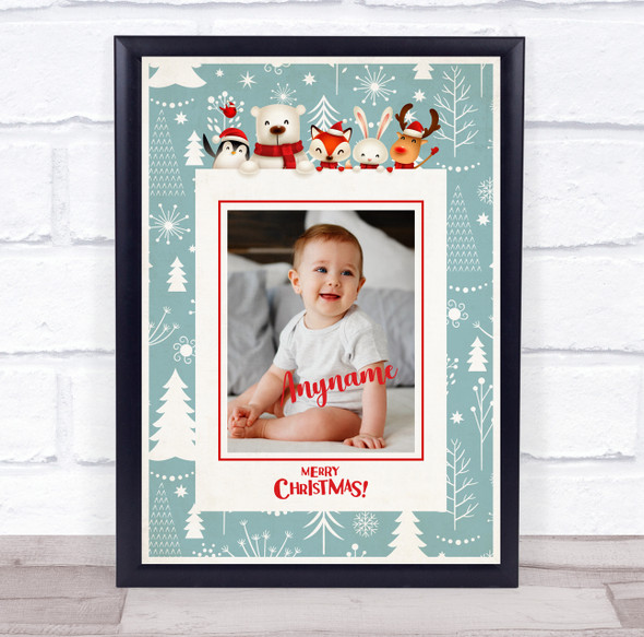 Personalized Baby Photo Christmas Event Sign Wall Art Print