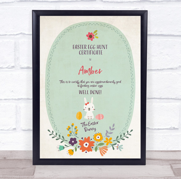 Easter Egg Hunt Flowers Personalized Certificate Award Print