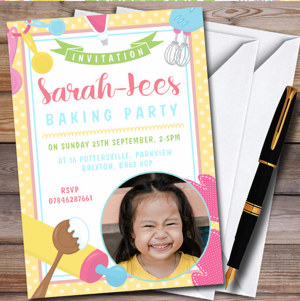 Photo Baking Party personalized Children's Kids Birthday Party Invitations