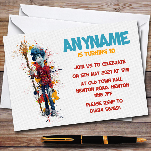 Onward Ian Lightfoot Splatter personalized Children's Birthday Party Invitations