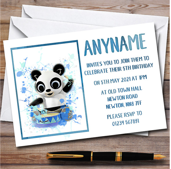 Bing Bunny Pando Splatter Art personalized Children's Birthday Party Invitations