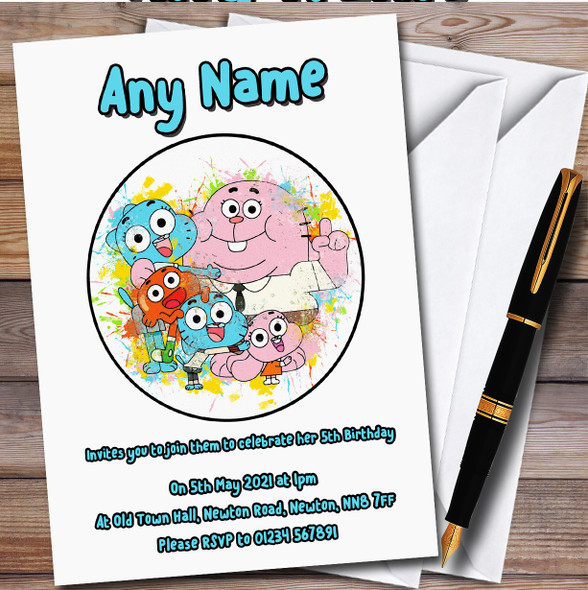 The Amazing World Of Gumball personalized Children's Birthday Party Invitations