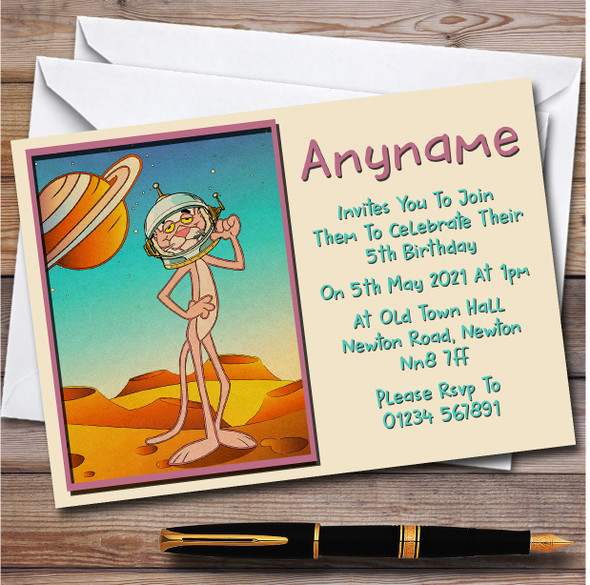 The Pink Panther Retro Style personalized Children's Birthday Party Invitations