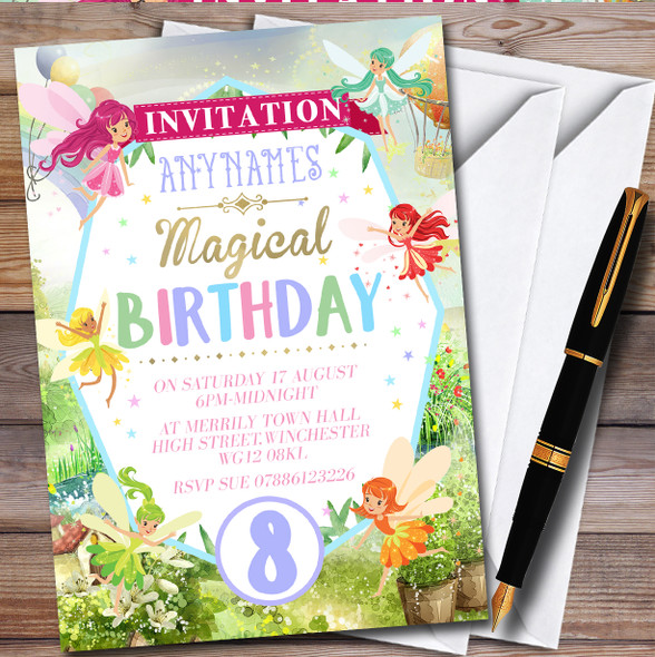 Magical Fairy Land Any Age personalized Children's Birthday Party Invitations