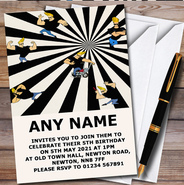 Johnny Bravo Retro Stripes personalized Children's Birthday Party Invitations