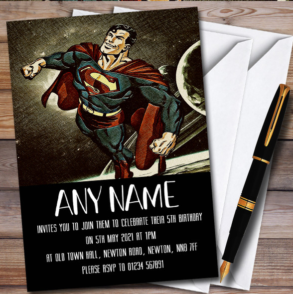 Superman Grunge Style personalized Children's Kids Birthday Party Invitations