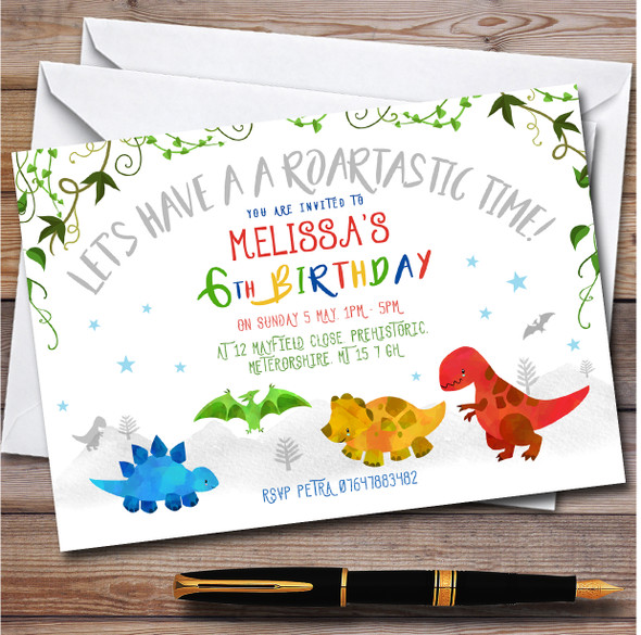 Roartastic Dinosaur personalized Children's Kids Birthday Party Invitations