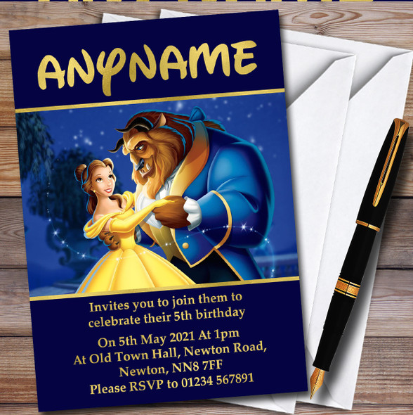 Disney Beauty And The Beast Dancing Children's Birthday Party Invitations