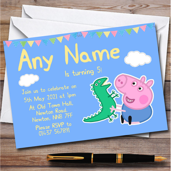 George Peppa Pig personalized Children's Kids Birthday Party Invitations