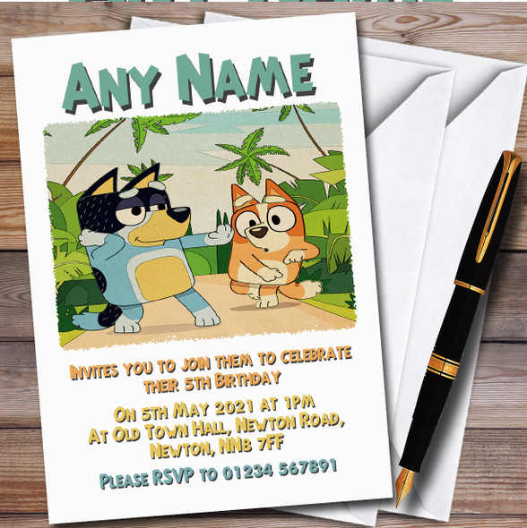 Bluey And Bingo personalized Children's Kids Birthday Party Invitations