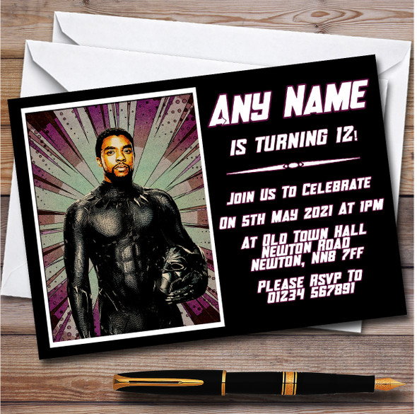 Black Panther Chadwick Boseman Children's Birthday Party Invitations