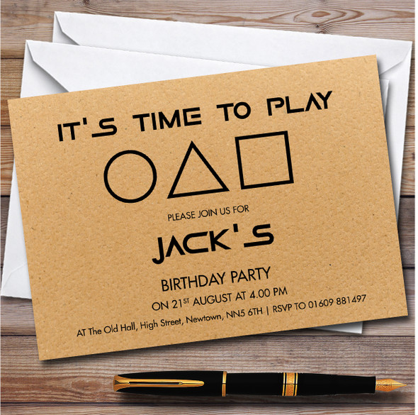 Squid Game Business Card personalized Birthday Party Invitations