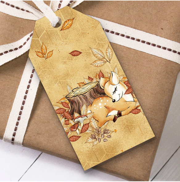 Vintage Sleeping Woodland Deer Children's Birthday Present Favor Gift Tags