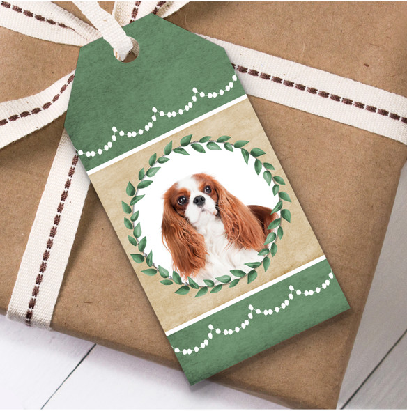 Cavalier King Charles Spaniel Dog Green Birthday Present Favor Gift Tags