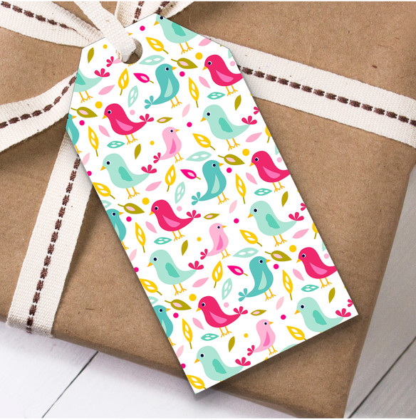 colorful Birds And Leaves Mix Birthday Present Favor Gift Tags