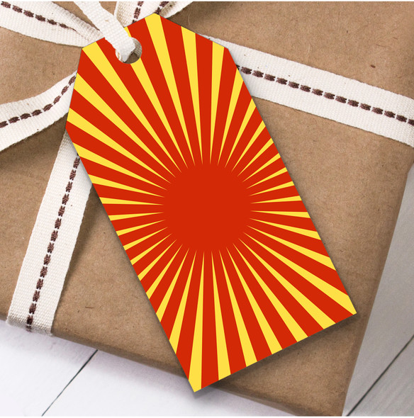 Red And Yellow Centre Sunburst Birthday Present Favor Gift Tags