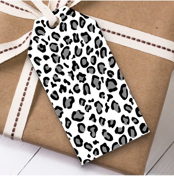 Black & White Leopard Print Birthday Present Favor Gift Tags