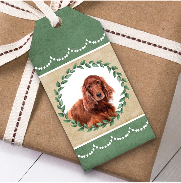 Irish Red Setter Dog Green Birthday Present Favor Gift Tags