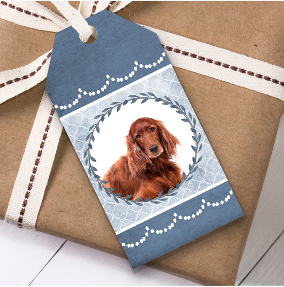 Irish Red Setter Dog Blue Birthday Present Favor Gift Tags