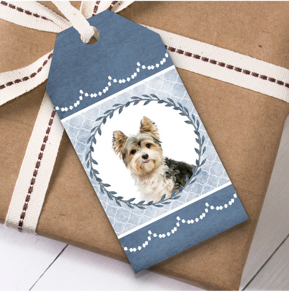 Biewer Terrier Dog Blue Birthday Present Favor Gift Tags