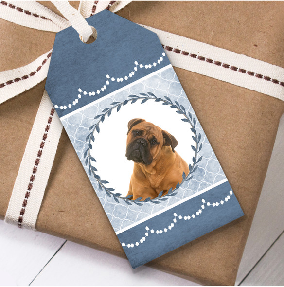 Bullmastiff Dog Blue Birthday Present Favor Gift Tags