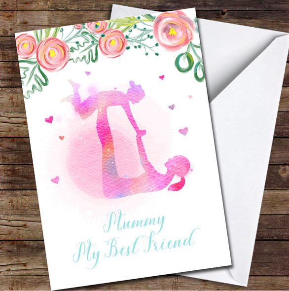 Beautiful Floral & Watercolor Mum Best Friend Personalized Mother's Day Card