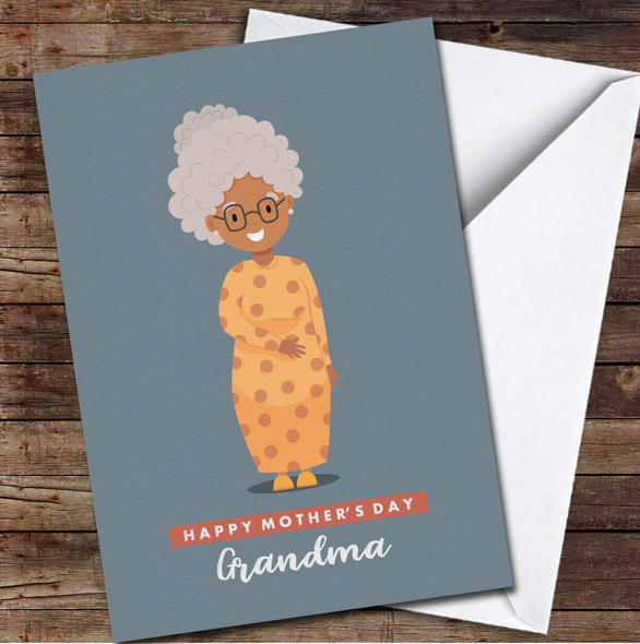 Cute Grandma Dark Skin Personalized Mother's Day Card