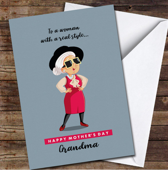 Trendy Stylish Grandma Personalized Mother's Day Card