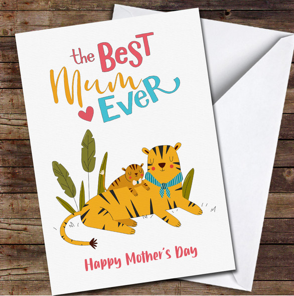 Tiger Mum With Baby Personalized Mother's Day Card