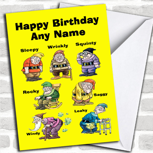 Funny Old Age Dwarfs Personalized Birthday Card