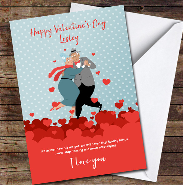 Cute Couple Of Senior Dancing Personalized Valentine's Day Card