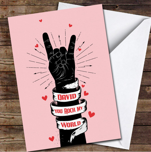 Rock Hand Background Personalized Valentine's Day Card