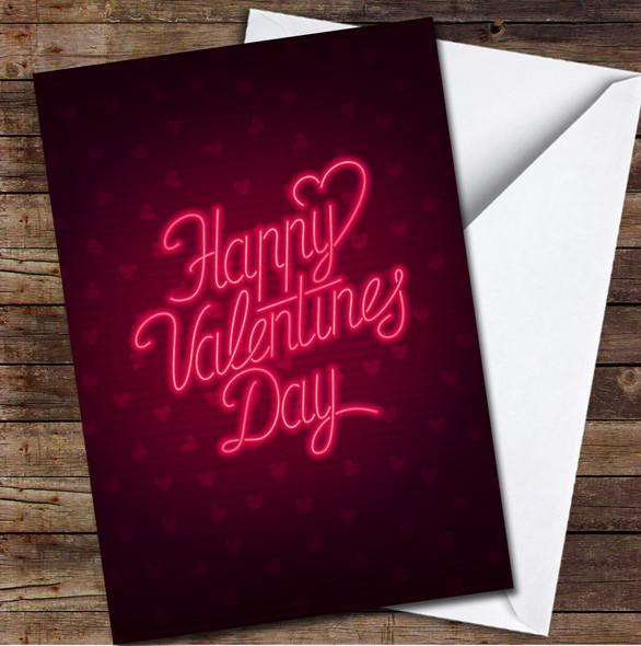 Neon Pink Text Personalized Valentine's Day Card Neon Pink Text Personalized Valentine's Day Card