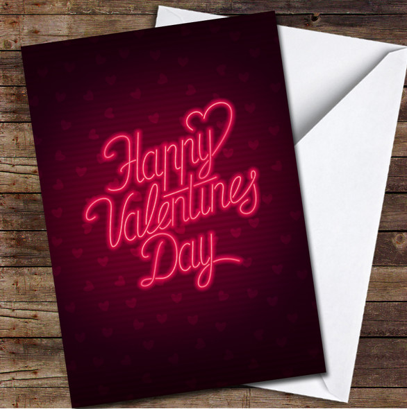 Neon Pink Text Personalized Valentine's Day Card