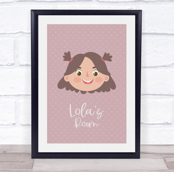 Face Of Girl With Light Brown Hair Room Personalised Children's Wall Art Print